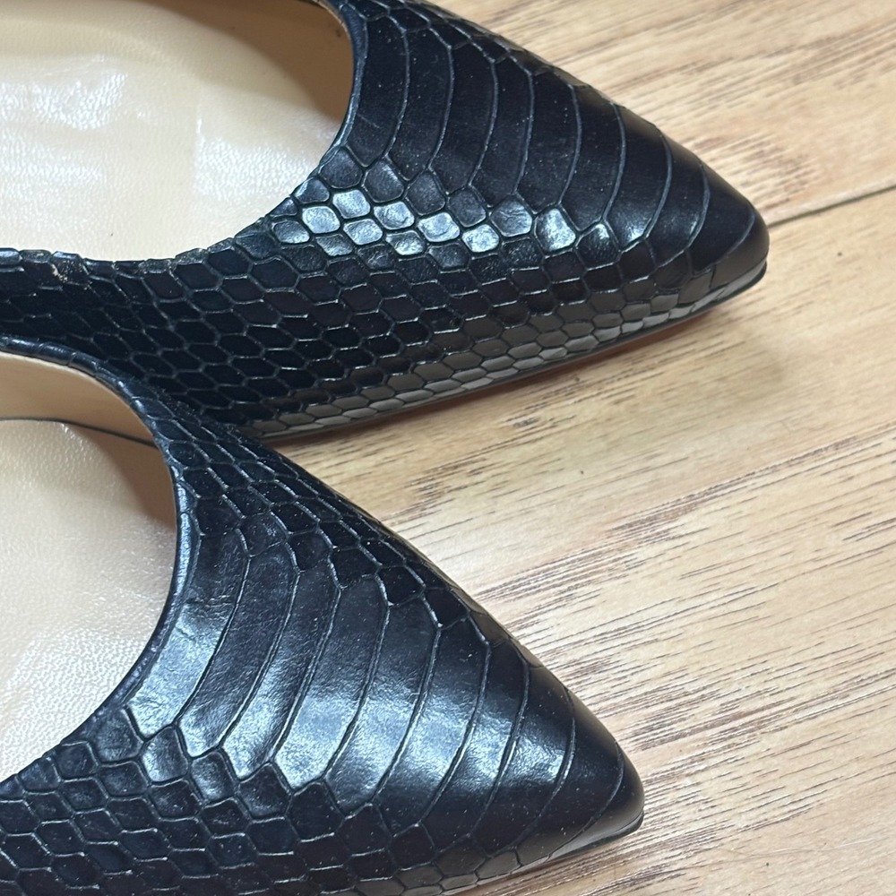Talbots Nelli Flats Women 8.5 Blackstone Black Snakeskin Pointed Toe NELLI3E-M - Picture 2 of 13